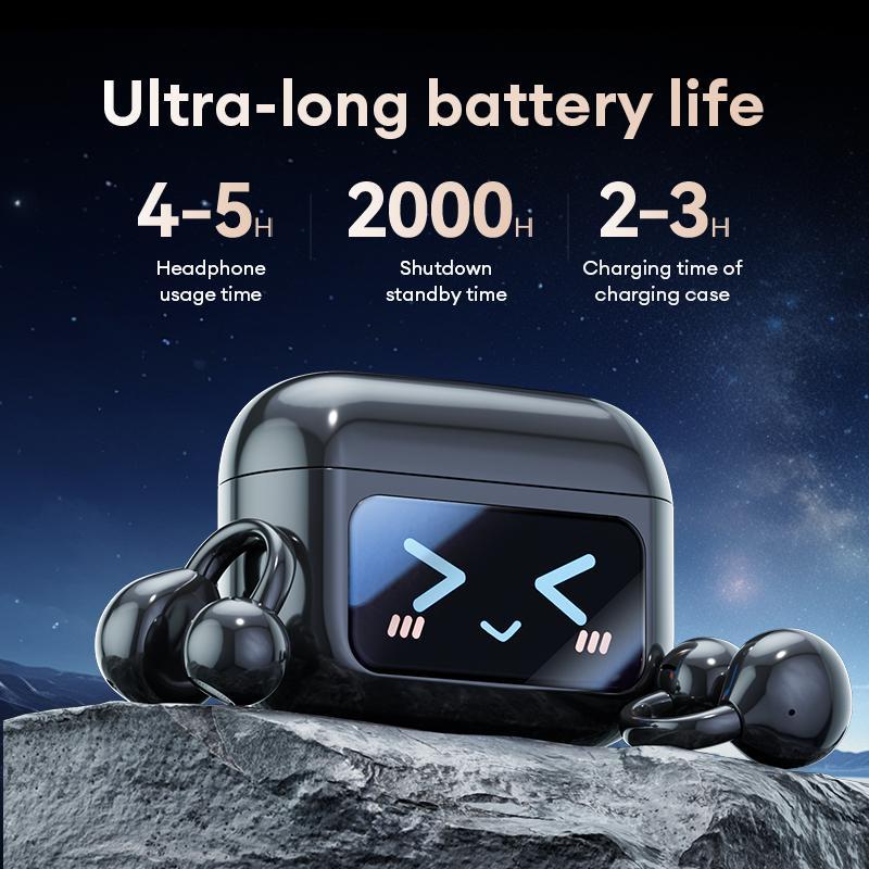 Clip On Ear Earbuds With Audio-Visual Future Touch Screen, Audio Wireless Headphones for Music & Phone Calls,Sport Waterproof & Sweatproof