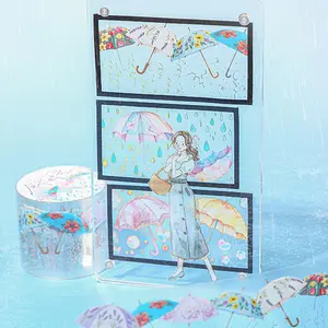 Umbrella Pattern Washi Tape, 1 Roll Rainy Day Scrapbooking & Journal Making Tape, DIY Decorative Tape for Students, Gift Wrapping Tape, Crafts