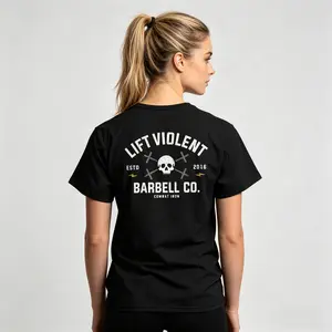 TikTok Shop Deals Lift Violent Barbell Co Graphic Tee (Viral) Gym Workout Training Shirt Men Cotton Blend Athletic Fit Crew Neck Casual Streetwear Fitness Outfit Gift Idea