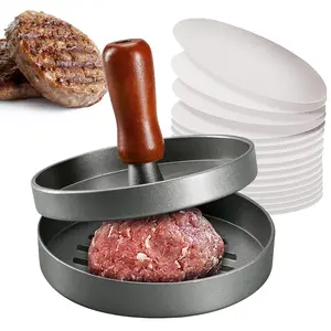 Burger Press with 100pcs Wax Paper, 1 Set Non-stick Hamburger Patty Maker, Kitchen Tool for Meat Beef Cheese Vegetable, Barbecue Accessories, Kitchen Gadget