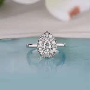 Ballerina Pear Shaped Cluster Mosaic Ring