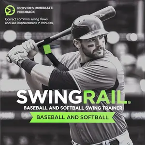 SWINGRAIL Baseball/Softball Swing Trainer - Immediate Feedback, Detachable Velcro Strap, Online Instructional Videos, Equipment for Batting and Hitting