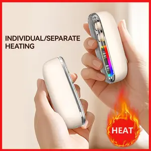 Magnetic Rechargeable Hand Warmer 2-Pack with Digital Display & 7-Color LED Lights, Neck Wearable Design, Perfect Winter Gift for Men & Women
