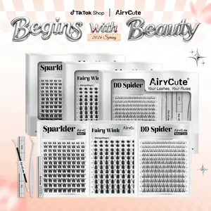AIRYCUTE Upgraded 2.0 Cluster Lashes - DD Spider, Sparkler, Fairy Wink Styles, Manga Lashes Effect, Lightweight, Waterproof, All-Day Wear, Beginner-Friendly DIY False Eyelashes, Prop 65 Safe for Makeup Looks #SummerVibes, Lash Extension, Eyelashes Extensi