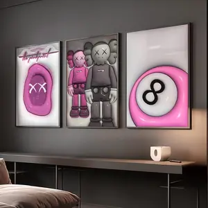 Set Of 3 Pink HypeBeast Room Décor Poster, Cool Wall Art Set,, 3D Wall Art Bundle, HypeBeast Wall Art, Trendy Wall Art,