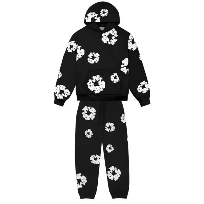 Hoodie and Sweatpants Clothes Menswear Pants with Unique Floral Embroidery for Comfortable Wear