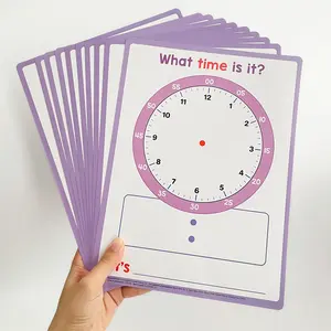 10 Pcs A4 Time Learning Writing Children Clock Practice Sheets, Reusable Dual-Sided Printing, Educational Stationery for Kids