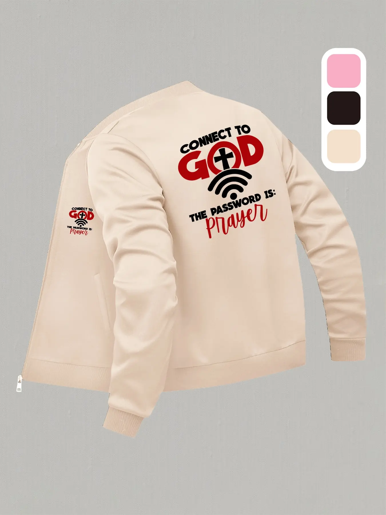 Connect to God Faith Baseball Jacket - Elegant, Fashionable & Casual Long-Sleeve Outerwear, Women's Spring & Autumn Style