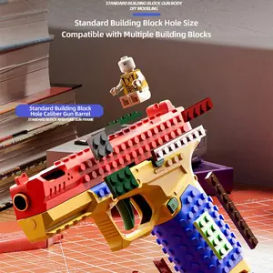 Automatic Spring Block Launcher RealisticBounce Mechanism Stem Construction Sig17 Toy Guns – Shell Ejecting EVA Foam Blaster Set forTeens & Adults, Parent-Child Assembly Kit,Birthday Gift