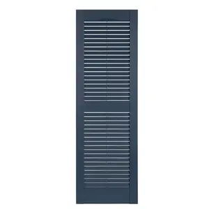 Perfect Shutters  Premier Louver Exterior Decorative Shutter, Bedford Blue - 15 x 43 in.