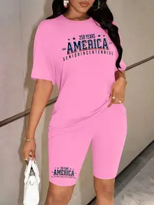 Personalized print pattern Women's Summer Casual 2-Piece Leisure Sports Set, Workout Sets, Stylish Print Comfortable for Daily Wear, Trendy Ladies Fashion Must-Have
