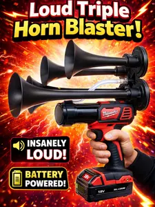 GatorBlast Horn For Milwaukee 18V Battery Drill Train Impact 4 Horn Quad Air Trumpets Loud Triple Horn Blaster Battery Powered