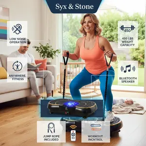 Vibration Plate Exercise Machine 450 lbs Capacity - With 1-99 Speed Levels, Bluetooth Speaker, Resistance Bands, Jump Rope - Portable Fitness Plate to assist with Lymphatic Drainage & more
