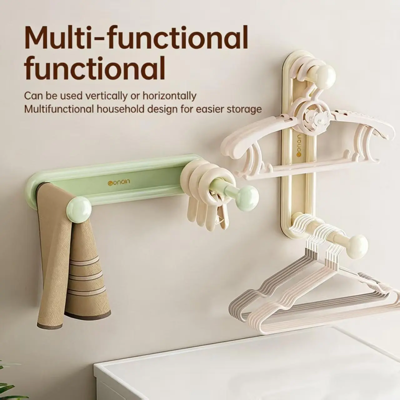 No-Drill Retractable Wall-Mounted Folding Hanger Organizer - Space-Saving Hook Rack for Home Balcony