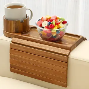 Couch Cup Holder - 3 in 1 Sofa Arm  with 360° Rotating Cup Holder & Phone Stand,Arm Chair Rest Table Fits Various of Large Width Couches Armrest,Anti-Slip Foldable Couch  for Drinks Tableware side coffee small para mesa trinket shelf snack caddy tray leg