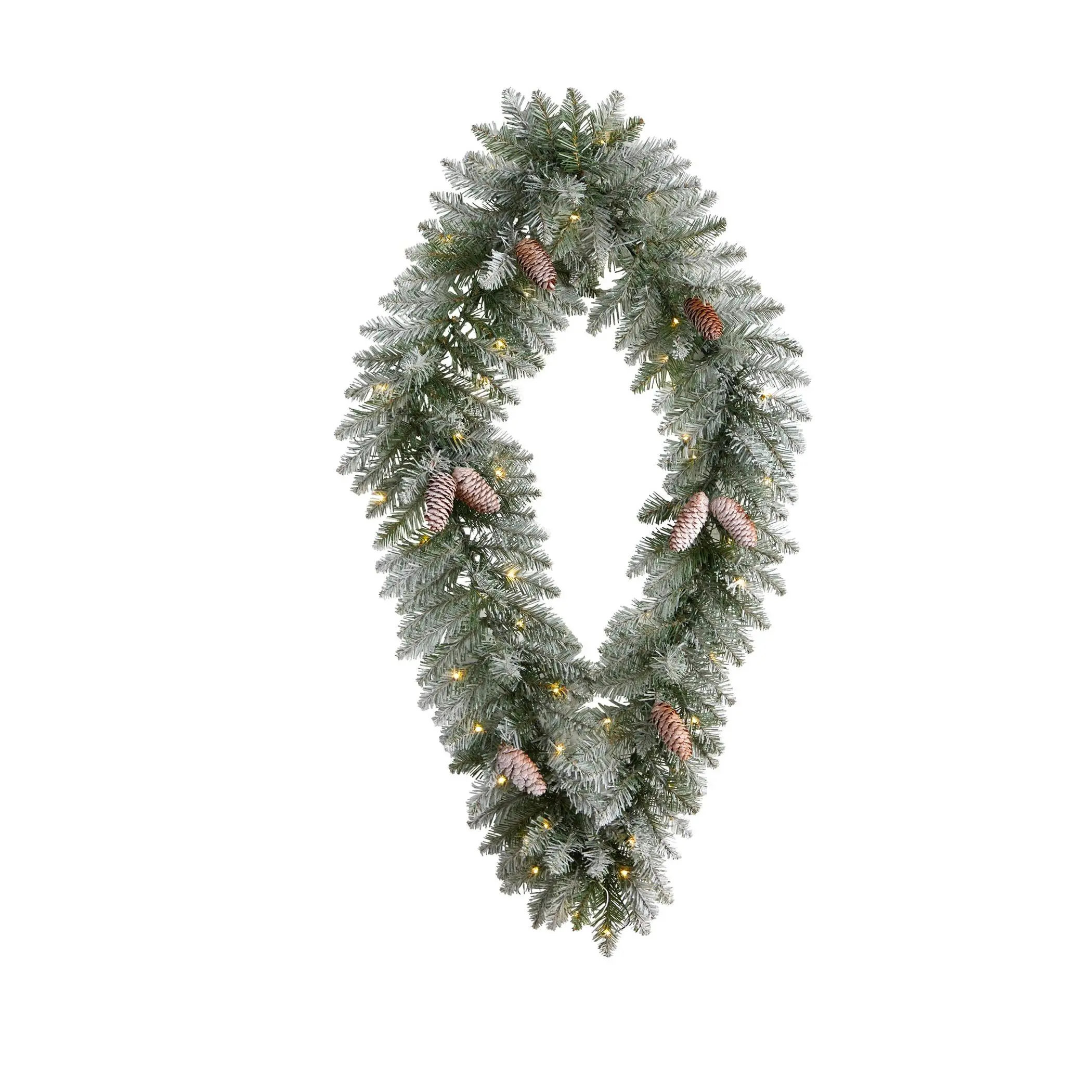 Nearly Natural 3 Ft. Christmas Wreath with 50 L ED Lights