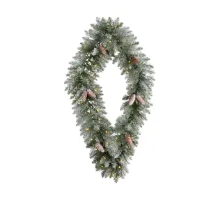 Nearly Natural 3 Ft. Christmas Wreath with 50 L ED Lights