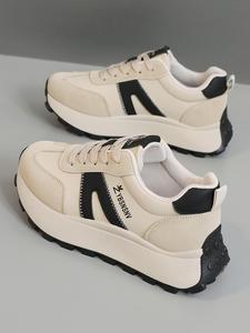 women's fashionable lace up platform sneakers, casual comfortable breathable sports shoes, female all-match round toe chunky sneakers for daily life