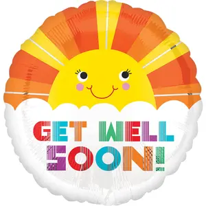 Get Well Soon Sunburst Foil Balloon - 17 Inch