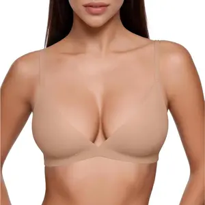 Womens Wireless Triangle Bralette Plunge Unlined Seamless Bras No Underwire Sexy Comfortable Unpadded Everyday Bra