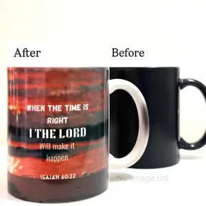 God Heat Color Changing Mug 11oz Ceramic with Bible Verse Magic Mug Drinkware Isaiah 60:22 When the Time is Right I The Lord Will Make it Happen