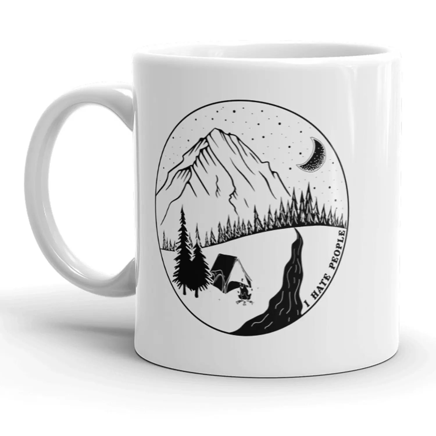 I Hate People Mug Funny Sarcastic Outdoors Coffee Cup - 11oz Funny Coffee Mugs Ceramic Printed Drinkware Cup