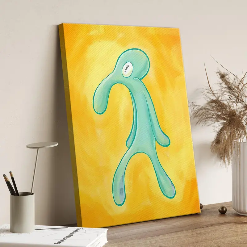 Squidward Painting Print, Abstract Wall Art, Squidward Canvas Poster, Modern 3D Canvas, Bold And Brash Canvas Print, Luxury Canvas Poster,