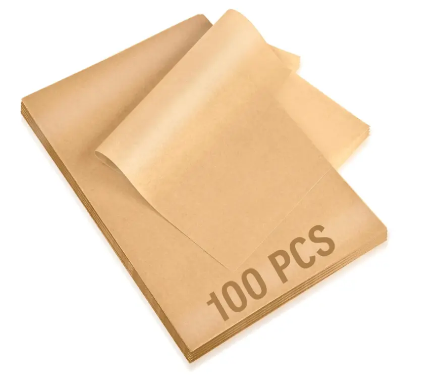 100 PCS Pre-Cut Unbleached Parchment Paper Sheets, Non-Stick Baking Paper for Half Sheet Pans, Oven, Air Fryer, Grill & Steamer, Heat Resistant Disposable Kitchen Baking Liners