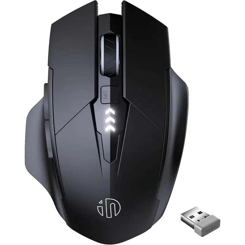 Wireless Rechargeable Mouse, Upgraded Visible Battery, 2400 DPI, Silent Ergonomic Design For Laptop, Mac, PC etc.