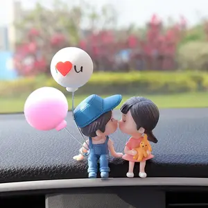 Cute Cartoon Couple Design  Ornament -  Dashboard Decorations, Office Desk Accessories,   Decor, Kissing Couple Figure Figurines Balloon Ornaments (A)