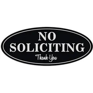 No-Soliciting Sign for House Signs for Home -  No Soliciting Thank You Sign for House, Durable UV and Weather Resistant 2.8" x 7", Black with White Letters (1)