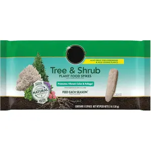 Tree and Shrub Plant Food Spikes - Deciduous, Flowering & Evergreen Tree Fertilizer Spikes, Hydrangeas, and Acid-Loving Plants, 12 Count, 3 lb.