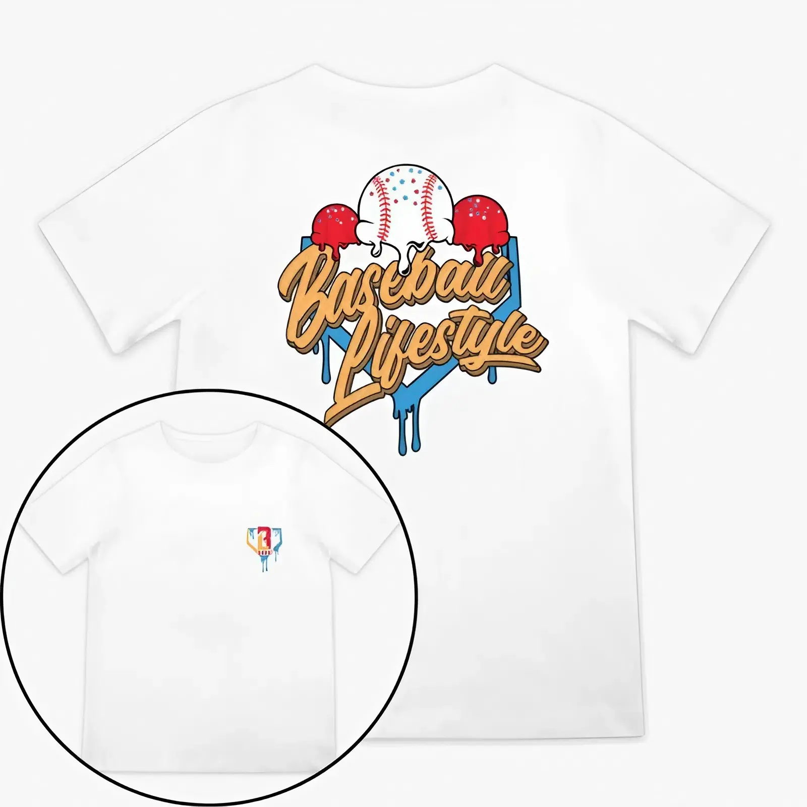 Baseball Ice Cream V2 Youth and Adult Tee, baseball drip, baseball lifestyle kids clothes, baseball stuff for boys, Game Day youth clothing, youth clothes Summer Outfitters, Gift For Girl boy, Trending tee