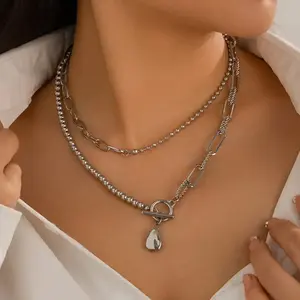 Vintage Gold Color Multiple Styles Imitation Pearl Necklace for Women Boho Trendy Multi-Layer Crystal Pendant Necklaces Jewelry