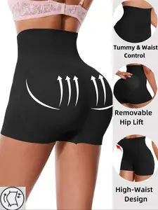 Women's High Waist Elastic Compression Shapewear Panty with Removable Hip Pad, Tummy Control Hip Lifter Shapewear Bottoms, Seamless Shaper for Daily Wear