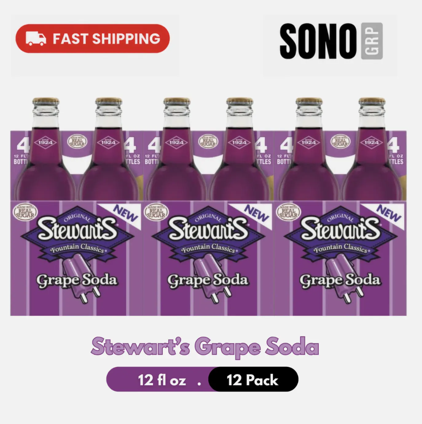 Stewart's Grape Soda 12oz/12 Pack