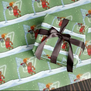 Funny 67 Christmas Wrapping Paper,Santa Meme Gift Wrap for Kids, Sport Basketball Green Holiday Gift Wrap Roll,Hilarious Christmas Gift Idea