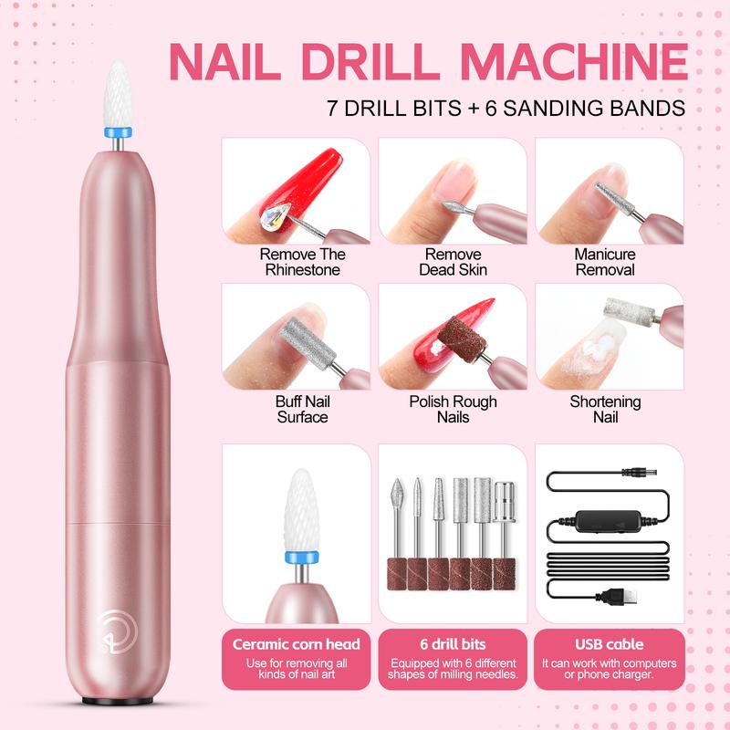 COSCELIA DIY Nail Kit - Acrylic Powder Set with Drill UV Lamp Glitter Base & Top Coat for Beginners Home Use Flawless Cutics Salon Manicure Gift