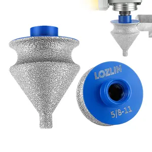 LOZLIN Diamond Beveling & Chamfer Bits for Angle Grinder with 5/8"-11 Thread – for Drilling, Reaming, and Arc Grinding Trimming on Granite, Marble, Tile & Stone