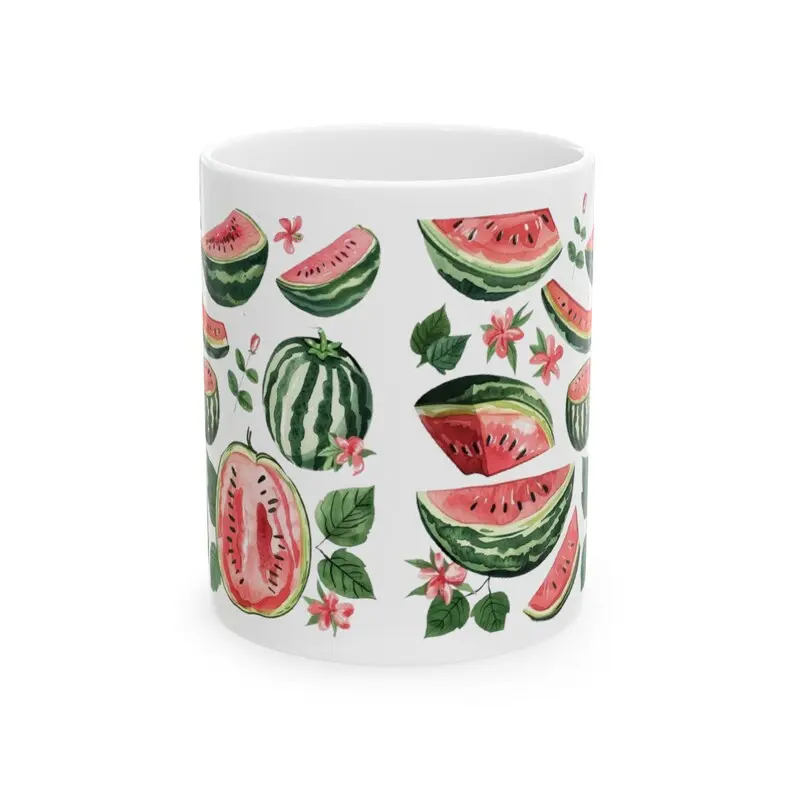 Watermelon Mug, Summer Fruit Lover Cup, Cute Ceramic Mug 11oz for Coffee or Tea