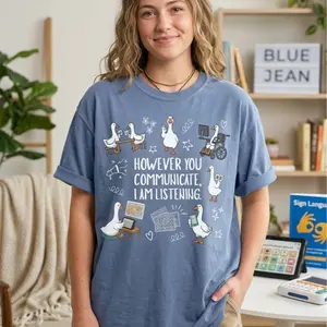 Comfort Colors SPED Teacher Goose T-Shirt, AAC Communication Graphic Tee, SLP Therapist Shirt, Special Education Inclusion Apparel, BCBA ABA Educator Gift, Unisex -DarkFlex