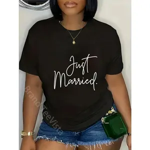 100% Cotton Just Married T-Shirt  t shirts women