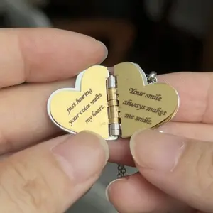 My Love Book Necklace - Heart Pendant with Engraved Text, Perfect Gift for Loved Ones