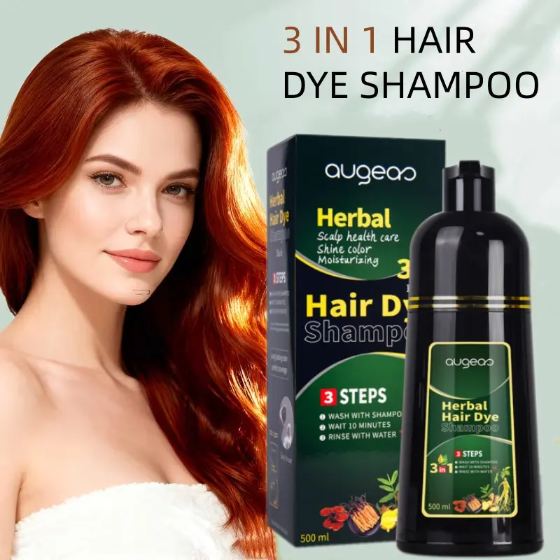 500ml Black Hair Dye Shampoo 3-In-1 - Ammonia-Free Natural Herbal Formula With Polygonum Multiflorum & Ginger, Moisturizing & Long-Lasting (30 Days) - Unisex 16.90oz, Instant Dissolve For Men and Women