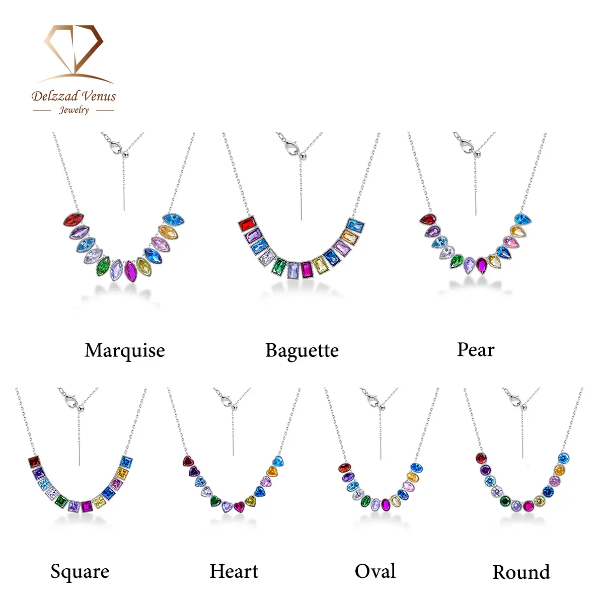 【Birthstone Collection】Delzzad Diverse Family Birthstone Necklace for Her Zirconia Pendant Necklace Jewelry Copper Chain Perfect Anniversary Engagement Wedding Valentine's Day Christmas Birthday Gift