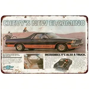 Vintage 1978 Chevy SS El Camino Aluminum Sign for Man Cave Garage Wall Decor Memorabilia