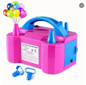 Semi-Automatic Electric Inflator, Portable, 600W, 110V-120V, 60HZ, Rose Red, ABS Material, Dual Hose, US Plug, Without Battery, for Home Use, Balloon Inflating Machine