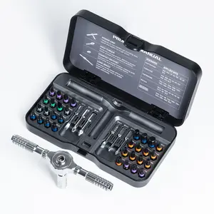 Upgrade T-Type Detachable Ratchet Handle Screwdriver Set, 40-Piece Home Repair Socket Drill Tool Kit, Essential DIY Tools, Magnetic Multipurpose Screwdriver