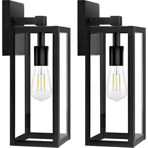2-Pack Outdoor Wall Light, Exterior Waterproof Wall Sconce Light Fixtures,  Outdoor Wall Lamp with Clear Glass for House, Porch, Front Door, Garage, Patio, Bulbs Not Included