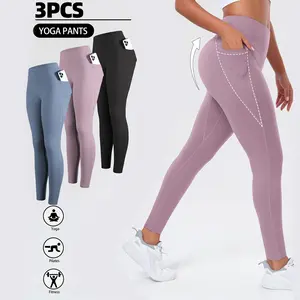 3 Pack Ultra-Soft High Waist Workout Leggings With Pockets - 4-Season Wear, High Stretch & Buttery-Soft Fabric for All Sports yoga pants
